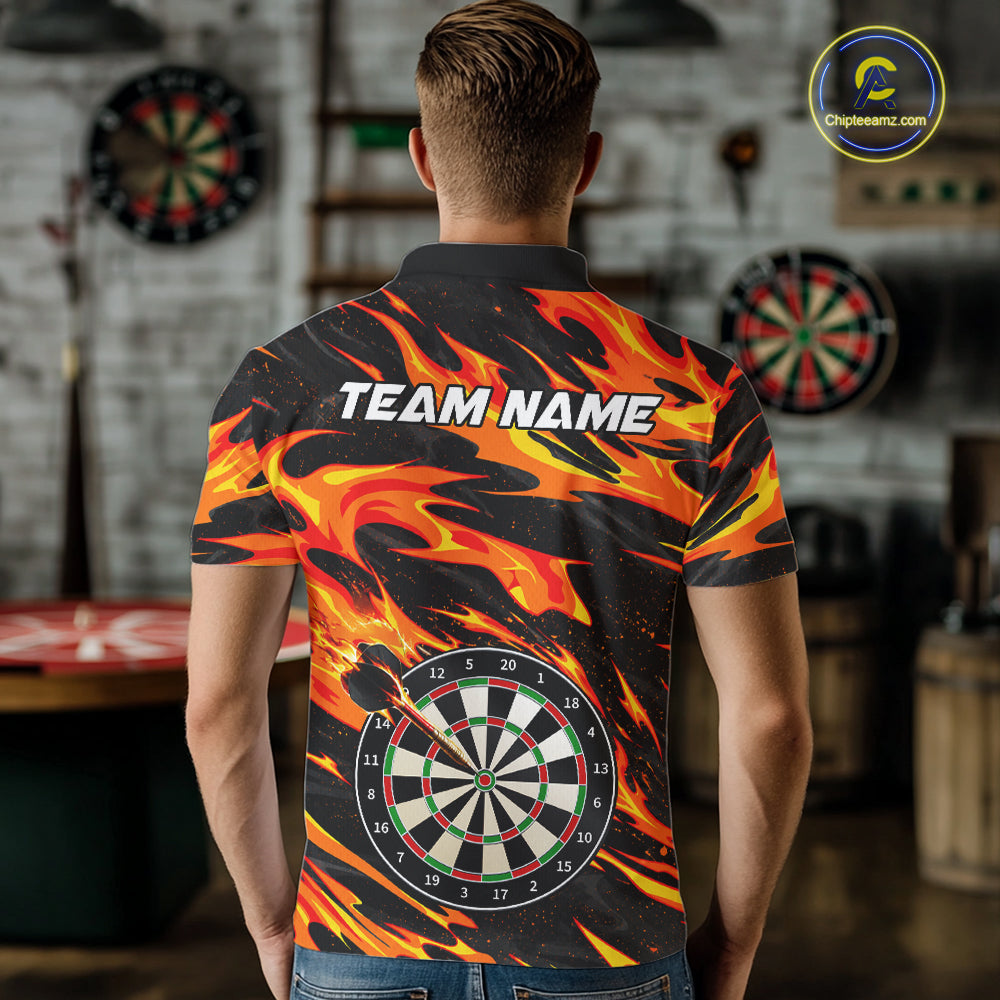 Fire Flame Dartboard Dart Shirt For Men Personalized Red Flames Dart Team Outfits Jerseys NYN4053