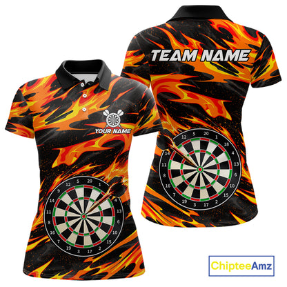 Fire Flame Dartboard Dart Shirt For Women Personalized Red Flames Dart Team Outfits Jerseys NYN4053
