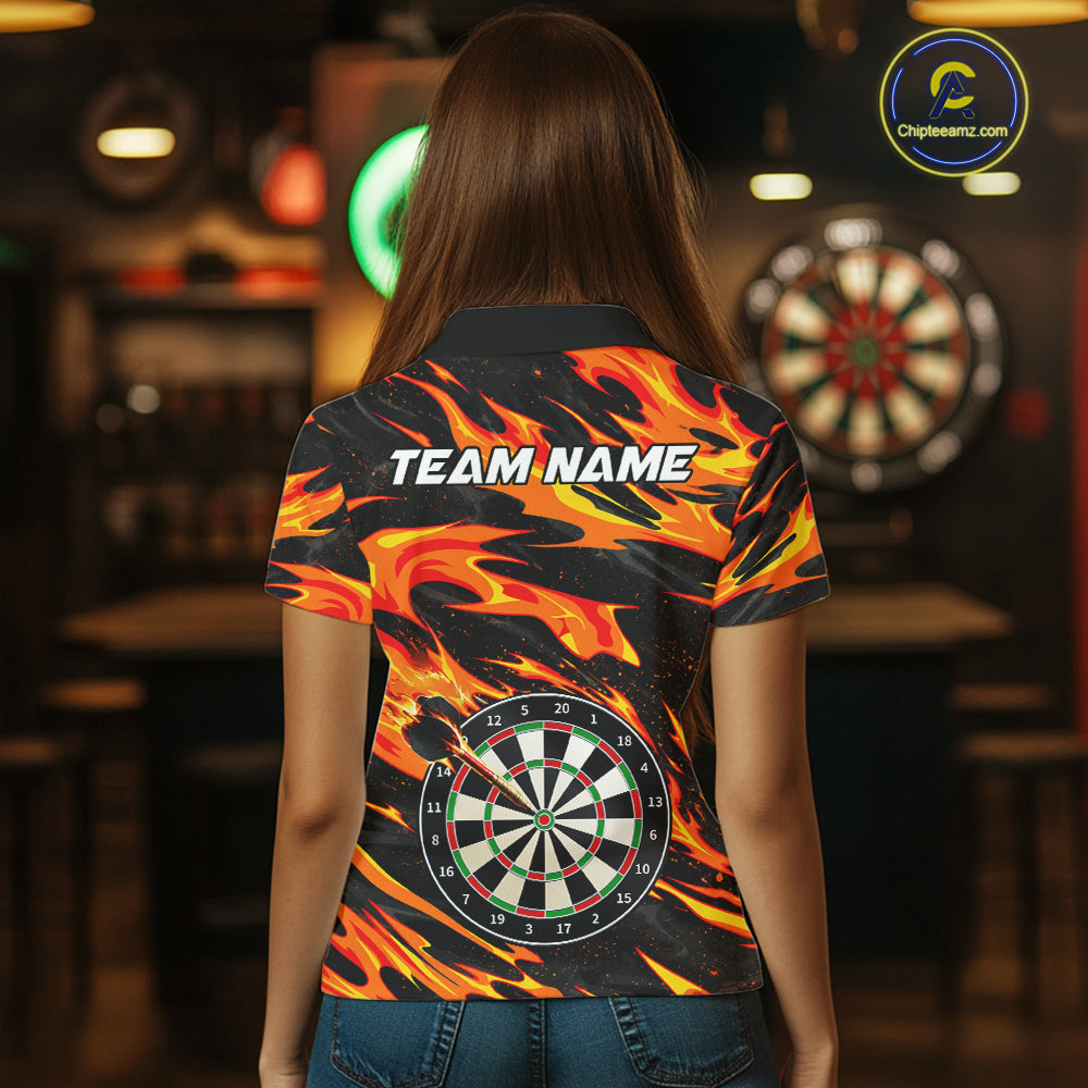Fire Flame Dartboard Dart Shirt For Women Personalized Red Flames Dart Team Outfits Jerseys NYN4053