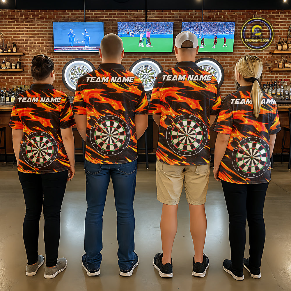 Fire Flame Dartboard Dart Shirt For Men Personalized Red Flames Dart Team Outfits Jerseys NYN4053