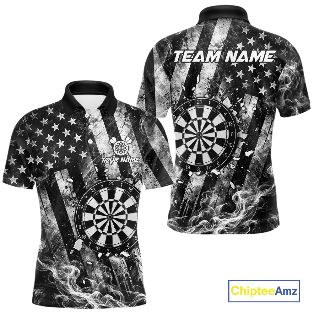 Smoke American Flag Dart Shirt For Men Personalized Cracked Dartboard Dart Team Outfits Jerseys NYN4060