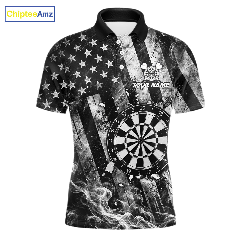 Smoke American Flag Dart Shirt For Men Personalized Cracked Dartboard Dart Team Outfits Jerseys NYN4060