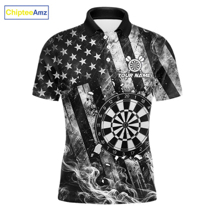 Smoke American Flag Dart Shirt For Men Personalized Cracked Dartboard Dart Team Outfits Jerseys NYN4060
