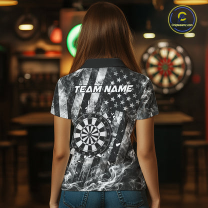 Smoke American Flag Dart Shirt For Women Personalized Cracked Dartboard Dart Team Outfits Jerseys NYN4060