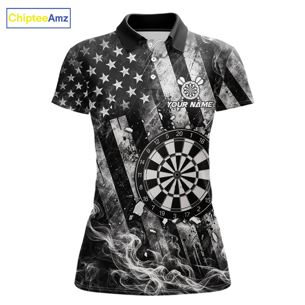 Smoke American Flag Dart Shirt For Women Personalized Cracked Dartboard Dart Team Outfits Jerseys NYN4060
