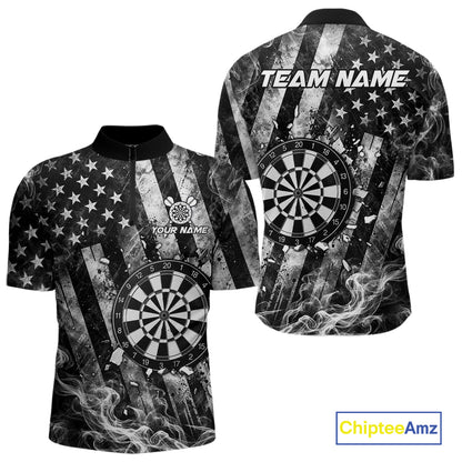 Smoke American Flag Dart Shirt For Men Personalized Cracked Dartboard Dart Team Outfits Jerseys NYN4060