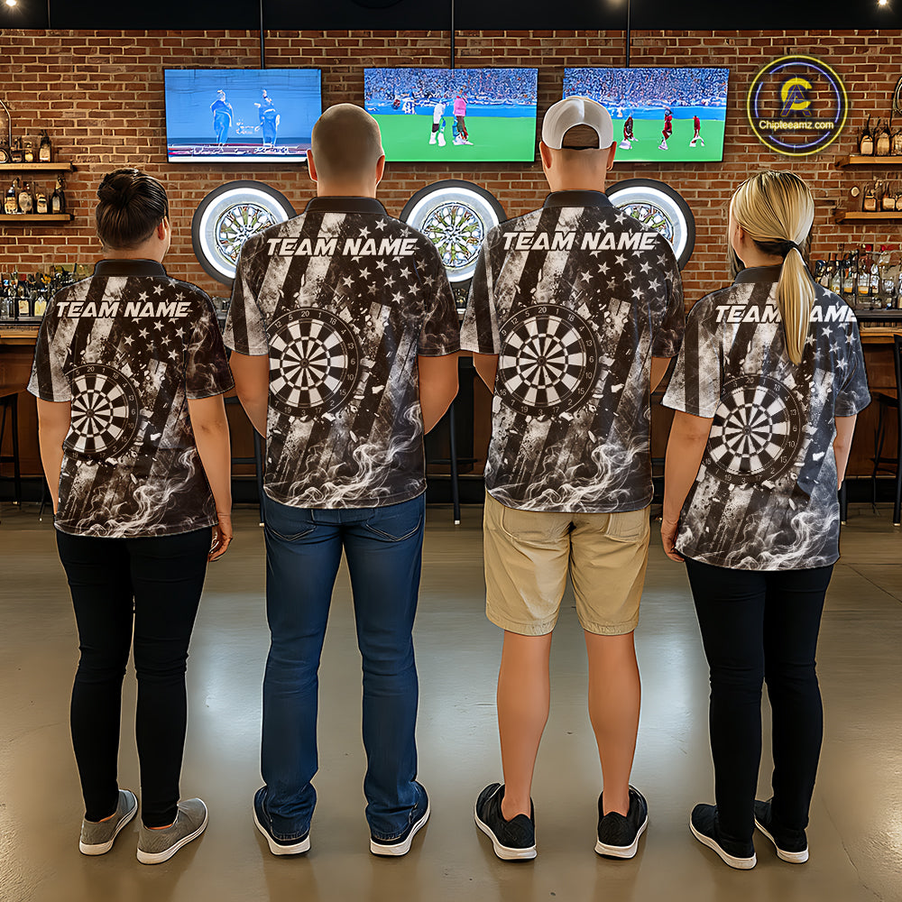 Smoke American Flag Dart Shirt For Men Personalized Cracked Dartboard Dart Team Outfits Jerseys NYN4060