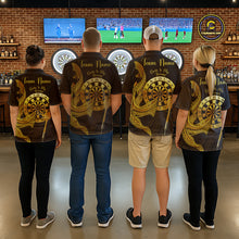 Load image into Gallery viewer, Personalized Gold Tribal Shark Custom Darts Polo Shirts For Men Tribal Dart League Jerseys NYN2183