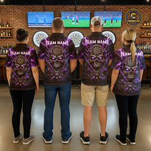 Load image into Gallery viewer, Thunder Lightning Purple Cracked Skull Dartboard Dart 1/4-Zip Shirts For Women Custom Dart Team Shirts NYN2676
