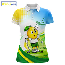 Load image into Gallery viewer, Women's funny lemon golf polo shirt mockup personalized matching couples golf shirt