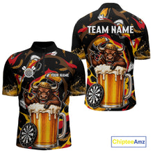Load image into Gallery viewer, Angry Bull Beer men's quarter zip dart jersey custom dart team uniform, professional dart league apparel