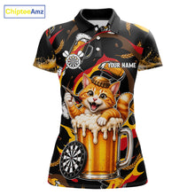 Load image into Gallery viewer, Cool Cat Beer women's dart polo shirt custom dart team jersey, personalized dart apparel, dart league uniform