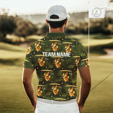 Load image into Gallery viewer, Funny Mens Golf Polo Shirt Custom Brown And Green Golfing Dog Pattern Golf Clothing Shirts NYN2872