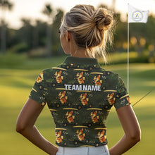 Load image into Gallery viewer, Funny Women Golf Polo Shirt Custom Brown And Green Golfing Dog Pattern Golf Clothing Shirts NYN2872