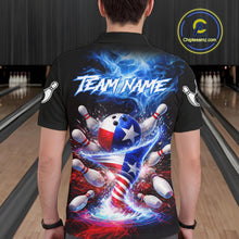 Load image into Gallery viewer, Personalized Fire Flame Texas Flag Tornado Bowling Team Shirts For Men Patriotic Bowling Gifts NYN2722