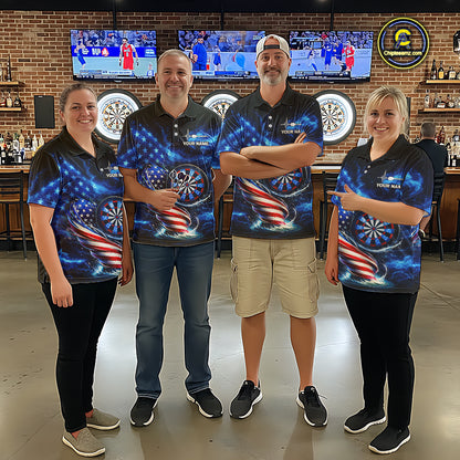 American Flag Dartboard Tornado Men Darts Polo Shirt Custom Patriotic Funny Dart Team Jerseys NYN2525