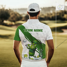 Load image into Gallery viewer, Funny Pickle Mens Golf Polo Team Shirt Custom Green And White Grunge Clothing Golf Tops NYN3261