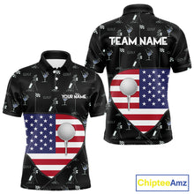 Load image into Gallery viewer, Personalized American Flag Mens Golf Polo Shirts Custom Patriotic Golf Ball Team Jerseys NYN3096