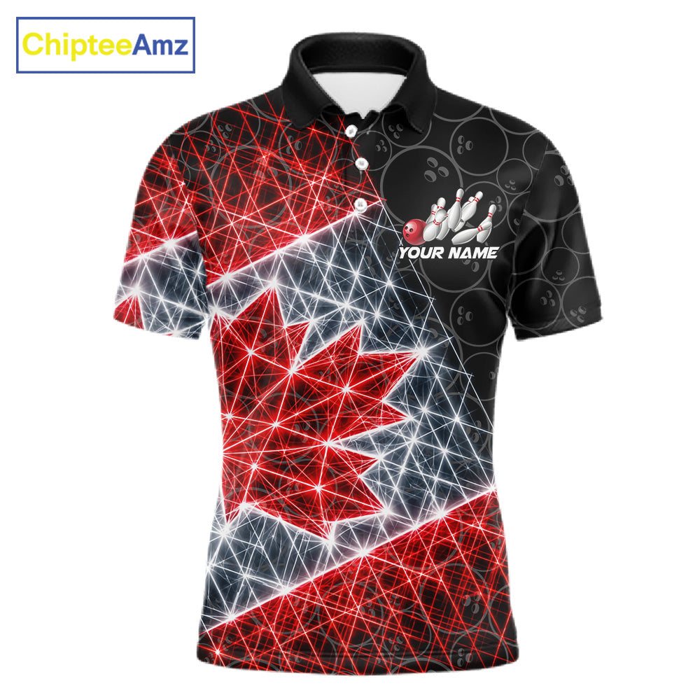 Lightning Canada Flag Black Bowling Shirts For Men Custom Patriotic Team Bowling Jersey NYN3274