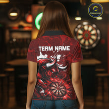 Load image into Gallery viewer, Custom White And Red Splatter Darts Polo &amp; 1/4 Zip Shirt For Women Funny Bull Darts Team Jerseys NYN2891