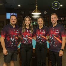 Load image into Gallery viewer, Custom Red Flaming Dragon 8 Ball Billiard Polo Shirts For Men, Dragon Billiard Tournament Team Shirt NYN3289