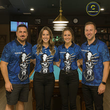 Load image into Gallery viewer, Cracked Blue Skeleton 8 Ball &amp; 9 Ball Billiard Shirt For Women Custom Pool Billiard Polo &amp; 1/4 Zip Jersey NYN3144