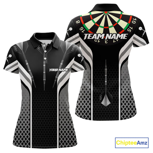 Black Darts Arrow Hit The Bullseye Darts Shirt For Women - Custom Team & Player Name NYN0361