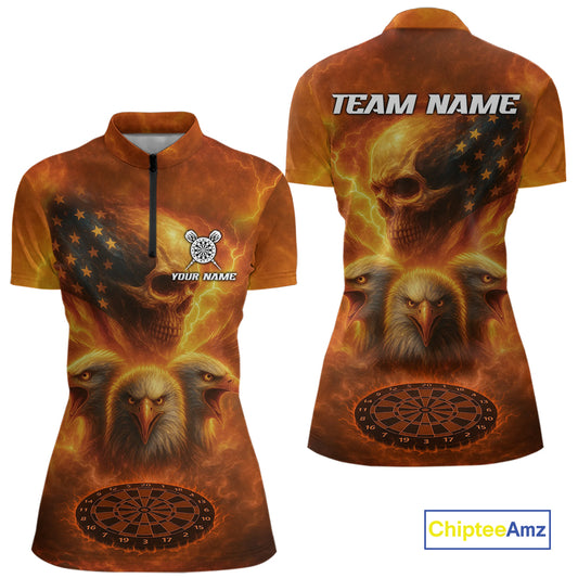 Personalized Flame Dart Shirt Custom Yellow Patriotic Dartboard Dart Jerseys For Women NYN1225
