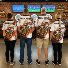 Load image into Gallery viewer, Custom Orange Grunge Eagle Scratch Dartboard Women Darts Quarter-Zip Shirts Dart Team Jerseys NYN2271