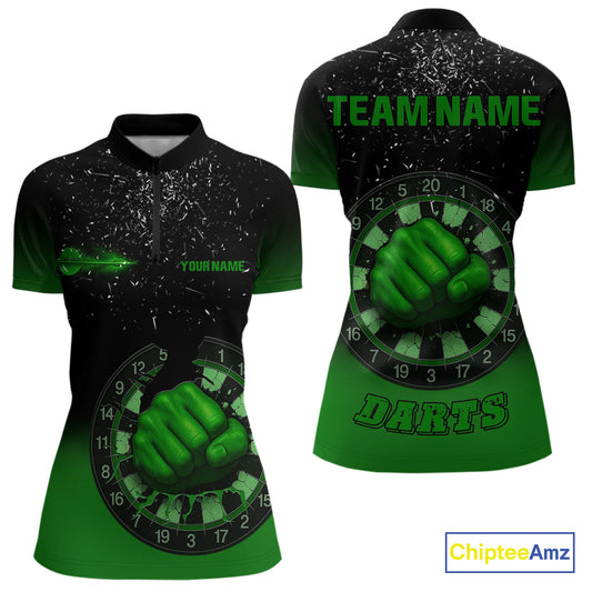Dynamic Verdant Fist Artwork Darts Shirt For Women - Custom Team Name - Darts Jersey NYN0368