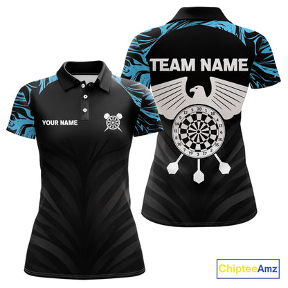 Blue Splash Color Eagle Dartboard Darts Shirt For Men - Custom Team & Player Name NYN0379