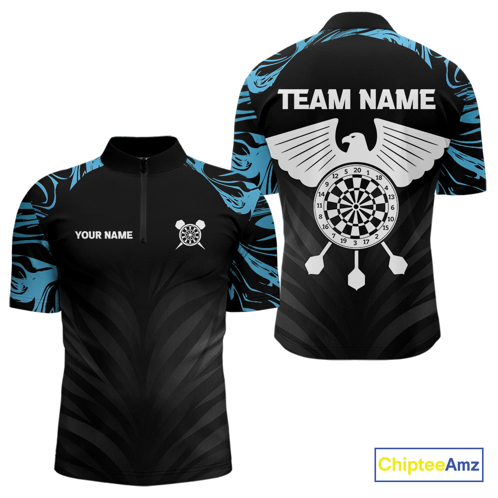 Blue Splash Color Eagle Dartboard Darts Shirt For Women - Custom Team & Player Name NYN0379