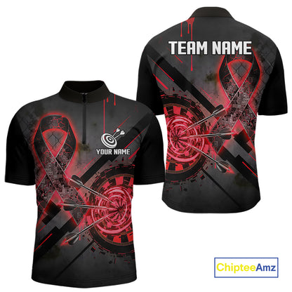Lightning Red Ribbon Dartboard Custom Lightning Dartboard Darts Quarter-Zip Shirt For Men NYN1805