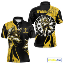 Load image into Gallery viewer, Custom Black And Yellow Wolfs Dartboards Grunge Dart Shirts For Men, Dart Team Jerseys NYN0043
