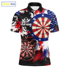 Load image into Gallery viewer, Personalized Patriotic Grunge Darts Polo &amp; 1/4-Zip Shirt For Men Thunder Dart Team Jerseys NYN2954