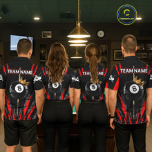 Load image into Gallery viewer, Black &amp; Red Women's Billiard Ball Shirts Personalized Crown 8 Ball Billiard Team Attire NYN2330