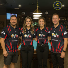 Load image into Gallery viewer, Black &amp; Red Women's Billiard Ball Shirts Personalized Crown 8 Ball Billiard Team Attire NYN2330