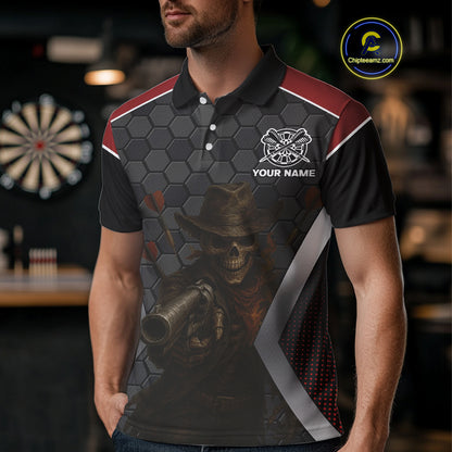 Skull Sheriff Shoots Darts Arrow Darts Shirt For Men - Customizable Name & Team NYN0400
