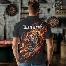 Load image into Gallery viewer, Orange Flaming Tiger Funny Darts Custom Men's Dart Polo Shirts Team Dart League Jerseys NYN2076