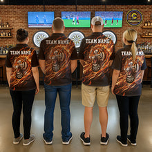 Load image into Gallery viewer, Orange Flaming Tiger Funny Darts Custom Men's Dart Polo Shirts Team Dart League Jerseys NYN2076