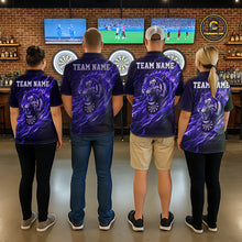 Load image into Gallery viewer, Purple Flaming Tiger Funny Darts Custom Women's Dart Quarter-Zip Shirts Team Dart League Jerseys NYN2077