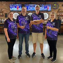 Load image into Gallery viewer, Purple Flaming Tiger Funny Darts Custom Women's Dart Quarter-Zip Shirts Team Dart League Jerseys NYN2077