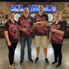 Load image into Gallery viewer, Red Flaming Tiger Funny Darts Custom Men's Dart Quarter-Zip Shirts Team Dart League Jerseys NYN2078