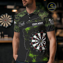 Load image into Gallery viewer, Camo Pattern Green With Flame Dartboard Dart Shirts For Men, Custom Dart Jerseys NYN0063