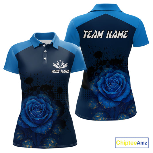 Dripping Dartboard & Navy Roses Darts Shirt For Women - Customizable Name & Team NYN0410