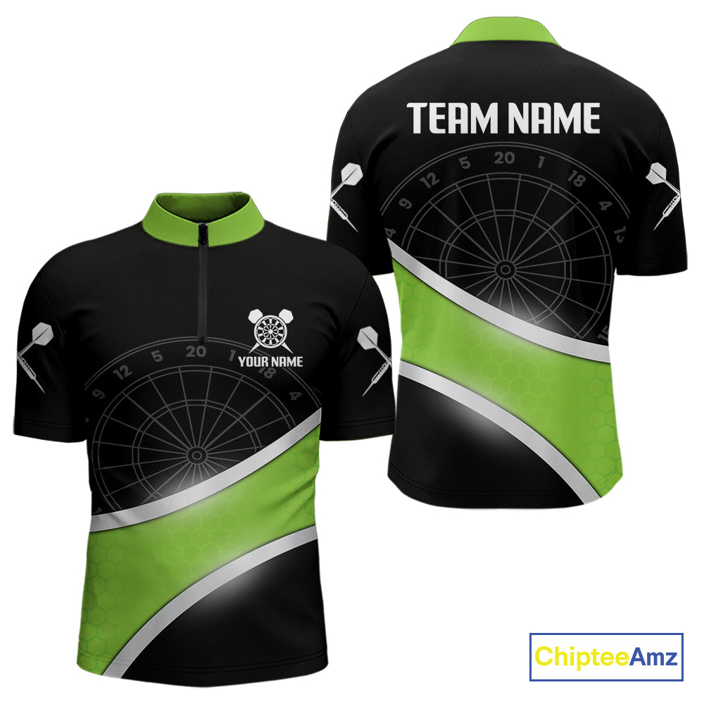 Green Halftone Pattern Dartboard Men's Darts Shirt - Custom Name For Dart Players NYN0412