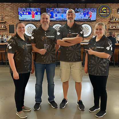 Black Grunge Digital Camouflage Darts Custom Dart Polo Shirt Women Dart Tournament Jerseys NYN2090
