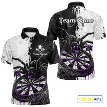 Load image into Gallery viewer, Personalized Black &amp; Purple Dripping Spider Men Dart Polo Shirts Custom Dart League Jerseys NYN2096