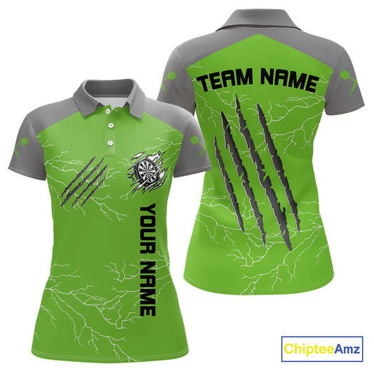 Grey Scratches & White Thunders Women's Darts Shirt - Custom Name For Dart Players NYN0419
