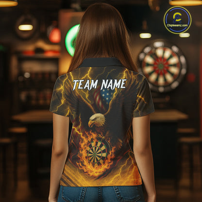 Custom Yellow Lightning Flame Dartboard Polo Darts Shirt For Women Outfit Dart Team Jersey NYN1311